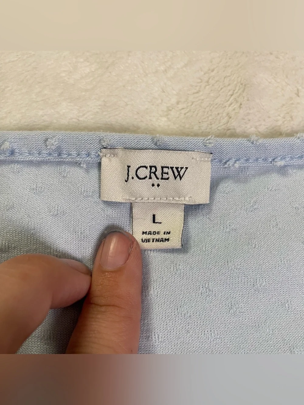 J. Crew Baby Blue Bubble Textured 3/4 Sleeve Blouse size L